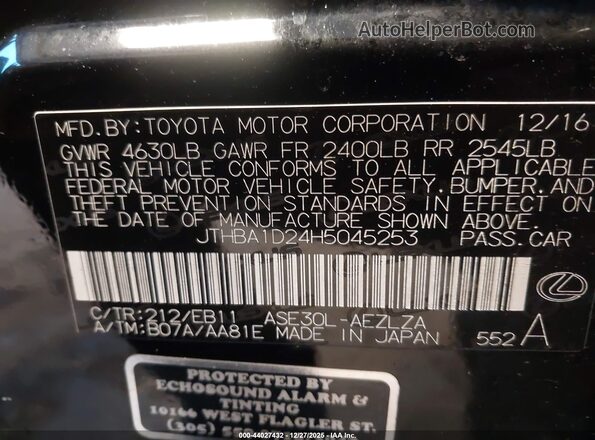 JTHBA1D24H5045253 2017 LEXUS IS 200T Black 