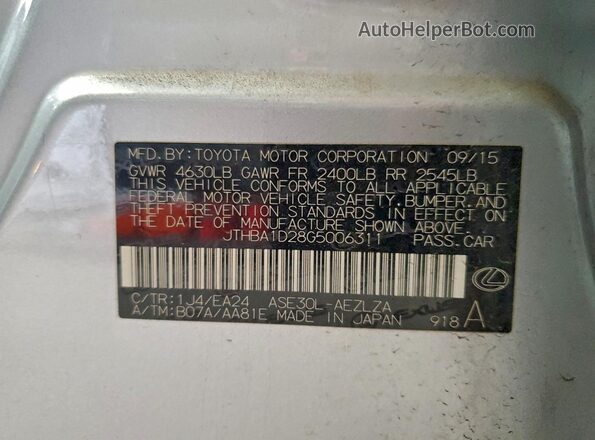 JTHBA1D28G5006311 2016 LEXUS IS Silver 