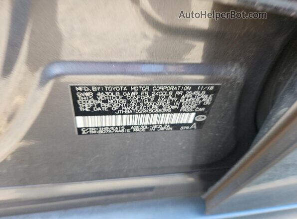 JTHBA1D29K5088395 2019 LEXUS IS Gray Widok naklejki z numerem VIN