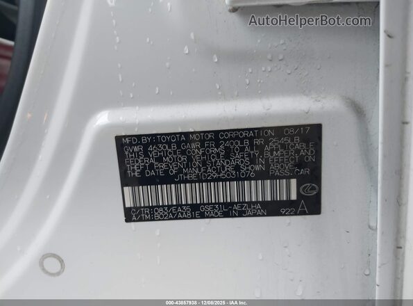 JTHBE1D29H5031076 2017 LEXUS IS 350 White Շարժիչի բաժամունքի տեսք