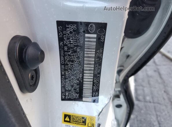 JTHBK1GG2G2232060 2016 LEXUS ES White Շարժիչի բաժամունքի տեսք