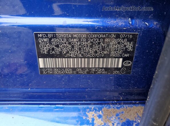 JTHBZ1BL1GA007019 2016 LEXUS GS Blue Вид підкапотного простору
