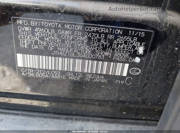 JTHBZ1BL3GA000783 2016 LEXUS GS 350 Black Vista del compartimento del motor