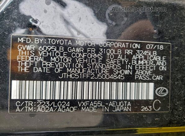 JTHC51FF2J5004845 2018 LEXUS LS Black Vista de la etiqueta del VIN
