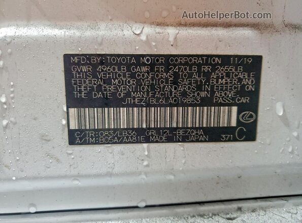JTHEZ1BL6LA019853 2020 LEXUS GS White Панорамний вид салону 360°