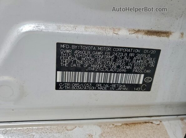JTHFZ1CLXLA012696 2020 LEXUS GS White Вид підкапотного простору