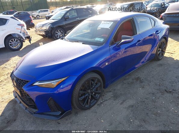 JTHGZ1E29N5025895 2022 LEXUS IS 350 Blue Առջևի ձախ երեք քառորդ տեսարան