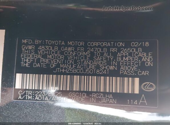 JTHHZ5BC0J5018241 2018 LEXUS RC 350 Black Engine compartment view