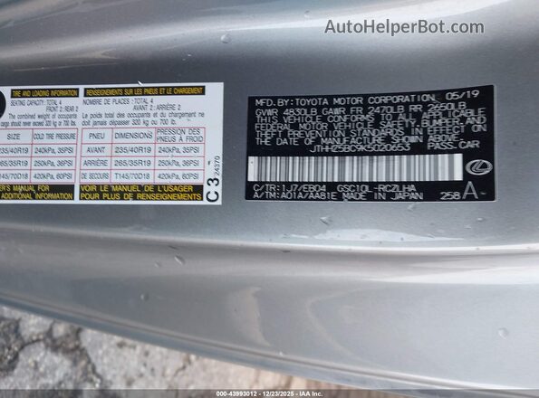 JTHHZ5BC9K5020653 2019 LEXUS RC 350 Gray Vista del compartimento del motor