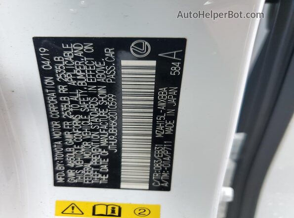 JTHU9JBH6K2010599 2019 LEXUS UX White Engine compartment view
