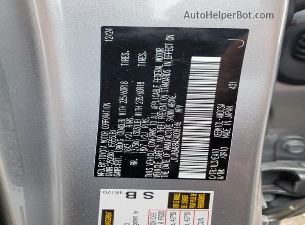 JTJABABB4SA008146 2025 LEXUS RZ Серебряный Вид наклейки с VIN-кодом