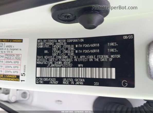 JTJAM7BX6P5372707 2023 LEXUS GX 460 White Vista del compartimento del motor