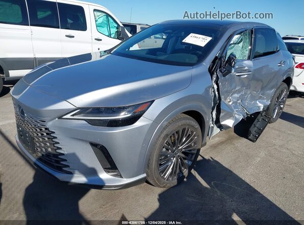 JTJCJMGA3S2025723 2025 LEXUS RX 450H+ Gray წინა მარცხენა ხედი სამი მეოთხედიდან