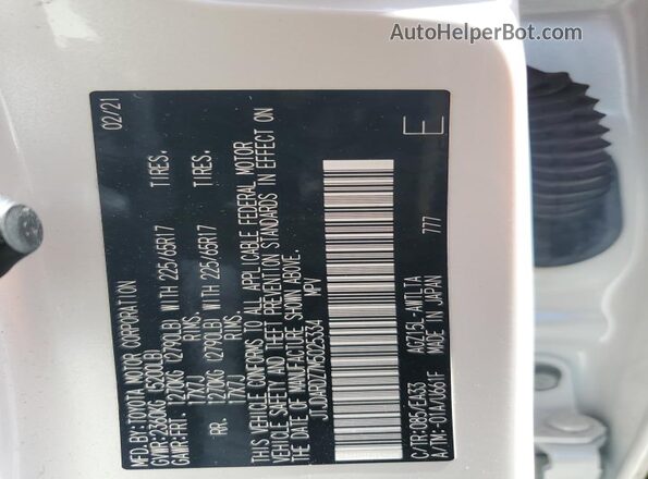 JTJDARDZ7M5025334 2021 LEXUS NX White 