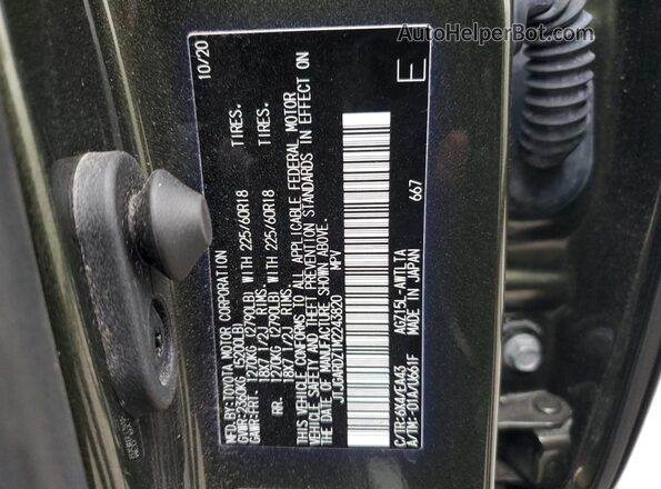 JTJGARDZ1M2243820 2021 LEXUS NX Green Widok naklejki z numerem VIN