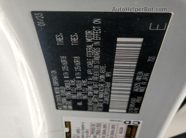 JTJGKCEZ9P2014668 2023 LEXUS NX White VIN կոդի պիտակի տեսք