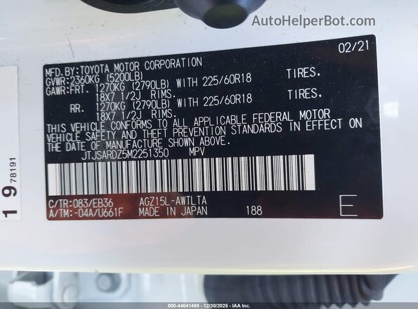 JTJSARDZ5M2251350 2021 LEXUS NX 300 White Vista del compartimento del motor