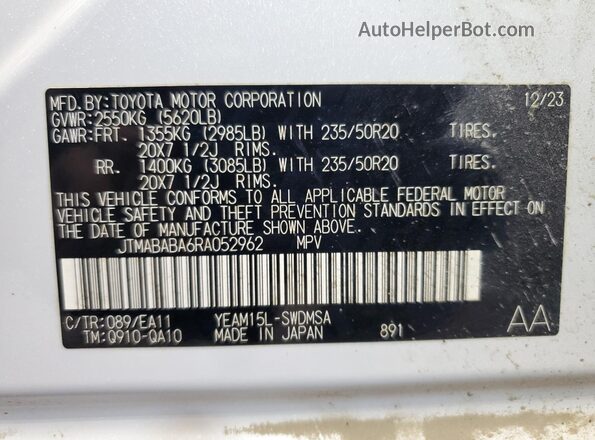 JTMABABA6RA052962 2024 SUBARU SOLTERRA White 