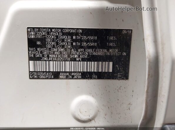 JTMDJREV4JD251718 2018 TOYOTA LIMITED Белый 