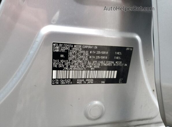 JTMDJREV8HD066470 2017 TOYOTA LIMITED Silver Widok naklejki z numerem VIN
