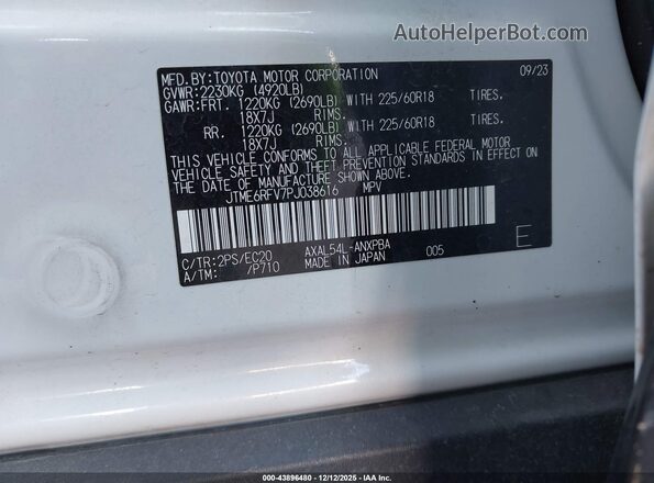 JTME6RFV7PJ038616 2023 TOYOTA RAV4 HYBRID White Vista del compartimento del motor