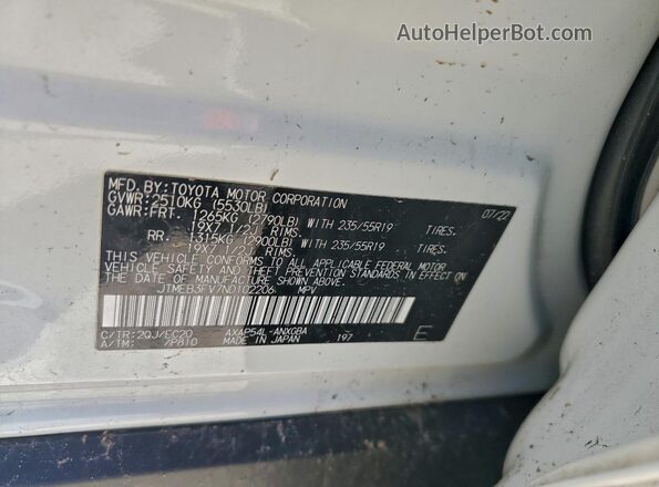 JTMEB3FV7ND102206 2022 TOYOTA RAV4 White Вид наклейки з VIN-кодом