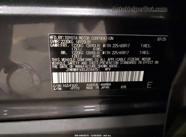 JTMRWRFV4SJ076475 2025 TOYOTA LE Pewter Widok komory silnika