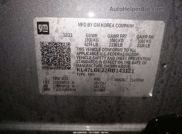 KL47LBE22RB143121 2024 BUICK OTHER Gray Вид підкапотного простору