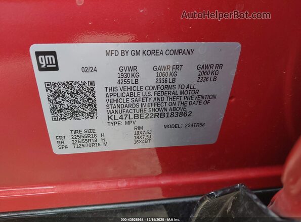 KL47LBE22RB183862 2024 BUICK OTHER Orange ძრავის განყოფილების ხედი