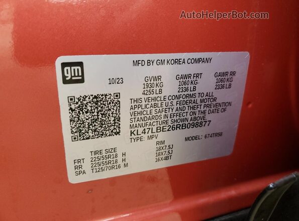 KL47LBE26RB098877 2024 BUICK OTHER Orange Вид підкапотного простору