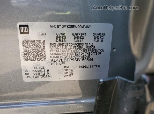 KL47LBEP9SB159544 2025 BUICK OTHER Gray VIN კოდის სტიკერის ხედი