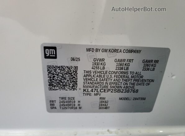 KL47LCEP2SB238768 2025 BUICK OTHER Белый Панорамный вид салона 360°