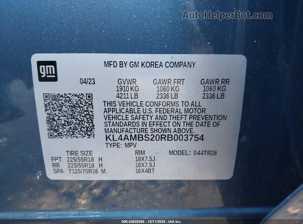 KL4AMBS20RB003754 2024 BUICK ENCORE Blue Շարժիչի բաժամունքի տեսք