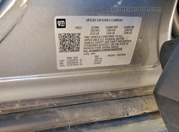 KL4AMBS20RB066059 2024 BUICK ENCORE Gray Вид наклейки з VIN-кодом