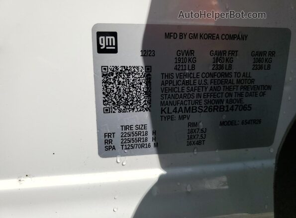 KL4AMBS26RB147065 2024 BUICK ENCORE Белый Панорамный вид салона 360°