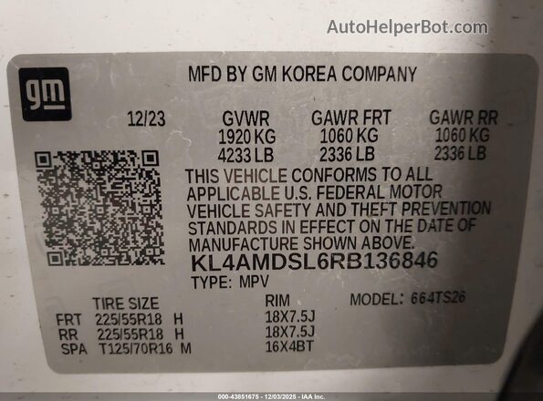 KL4AMDSL6RB136846 2024 BUICK ENCORE White Շարժիչի բաժամունքի տեսք