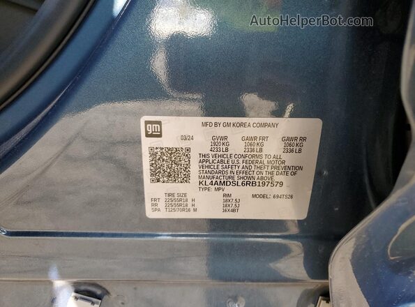 KL4AMDSL6RB197579 2024 BUICK ENCORE Blue Vista interior de 360 grados