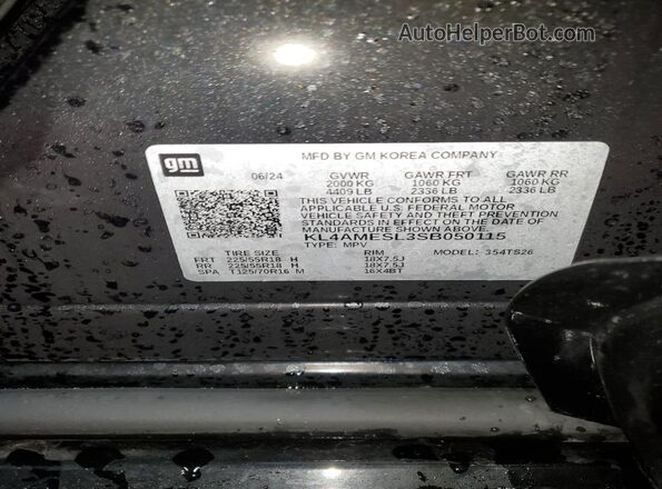 KL4AMESL3SB050115 2025 BUICK ENCORE Black Вид наклейки з VIN-кодом