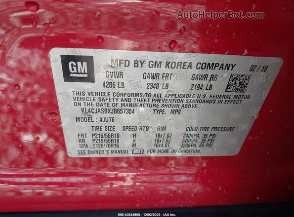 KL4CJASBXJB657354 2018 BUICK ENCORE Red 