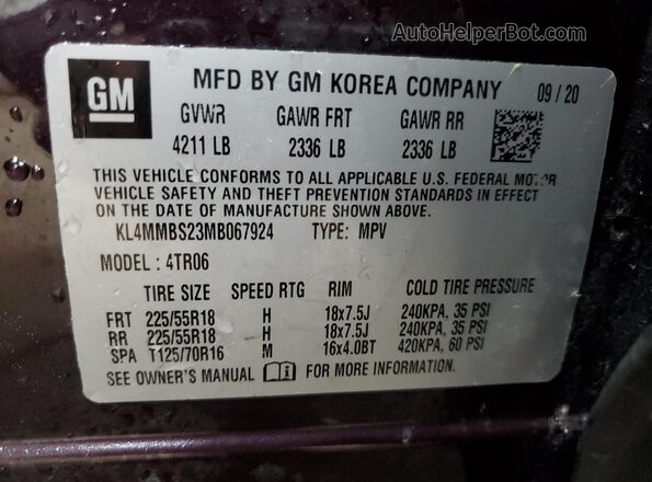 KL4MMBS23MB067924 2021 BUICK ENCORE Фиолетовый 