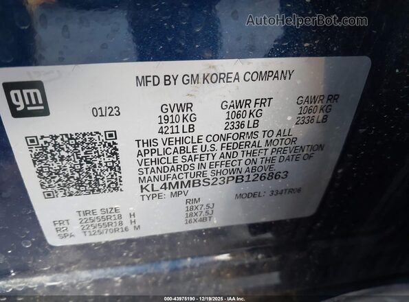 KL4MMBS23PB126863 2023 BUICK ENCORE Синий Вид подкапотного пространства
