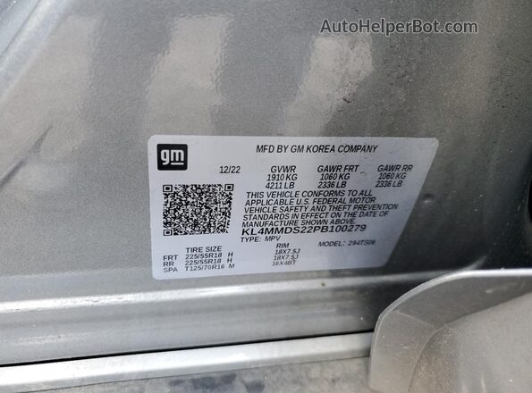 KL4MMDS22PB100279 2023 BUICK ENCORE Silver VIN sticker view