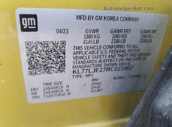 KL77LJE27RC025962 2024 CHEVROLET TRAX Золотой Вид подкапотного пространства