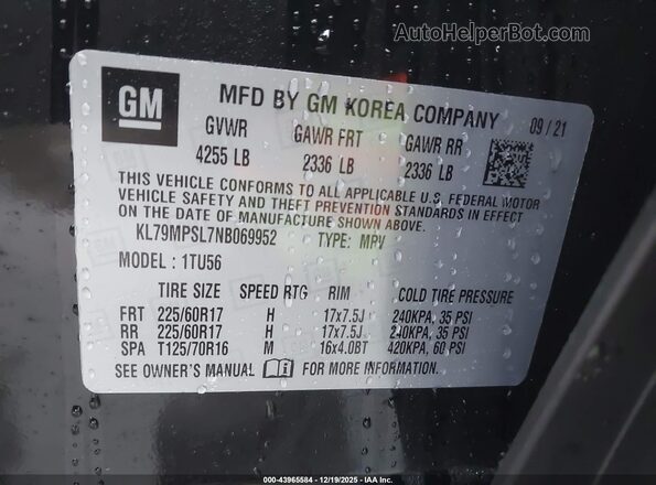 KL79MPSL7NB069952 2022 CHEVROLET TRAILBLAZER Черный Вид подкапотного пространства
