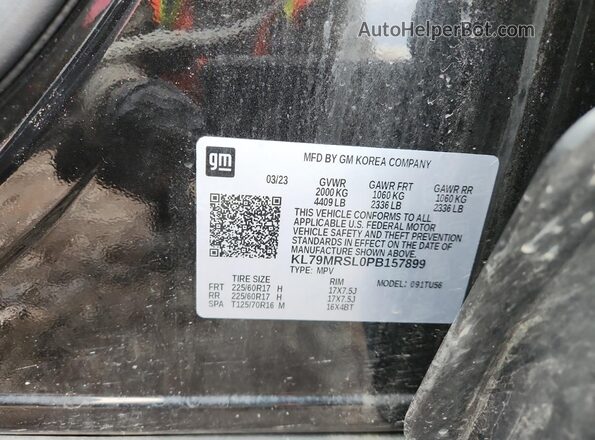 KL79MRSL0PB157899 2023 CHEVROLET TRAILBLAZER Black Вид наклейки з VIN-кодом