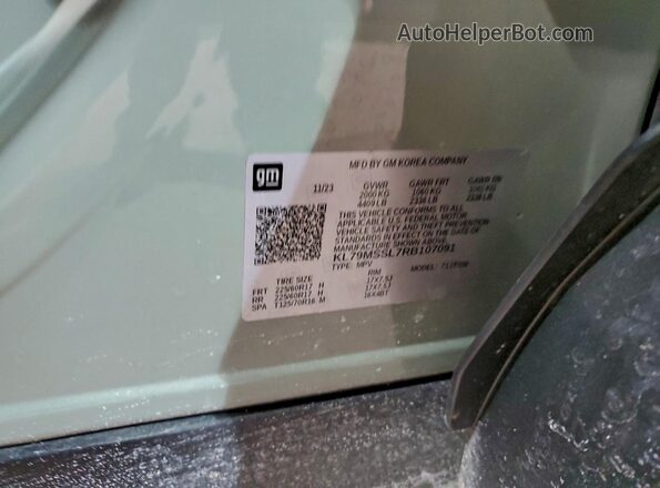 KL79MSSL7RB107091 2024 CHEVROLET TRAILBLAZER Green VIN sticker view
