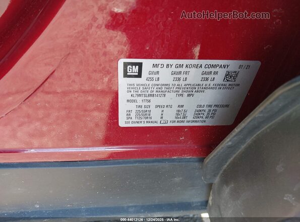 KL79MTSL8MB141278 2021 CHEVROLET TRAILBLAZER Red 