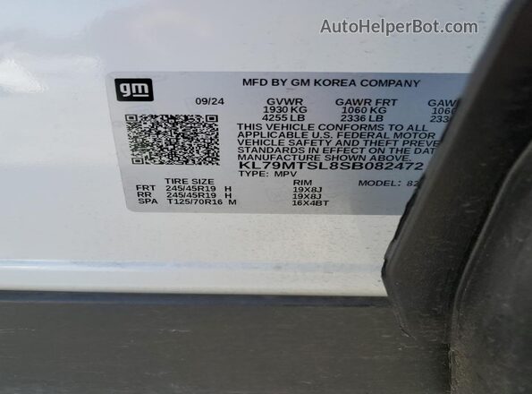 KL79MTSL8SB082472 2025 CHEVROLET TRAILBLAZER White 