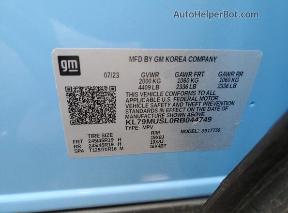 KL79MUSL0RB044749 2024 CHEVROLET TRAILBLAZER Blue Панорамний вид салону 360°