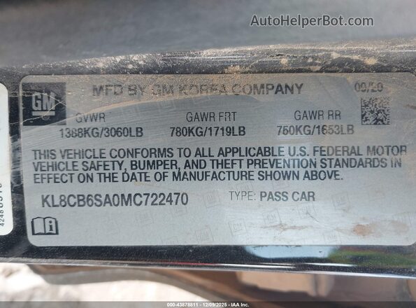 KL8CB6SA0MC722470 2021 CHEVROLET SPARK Black 